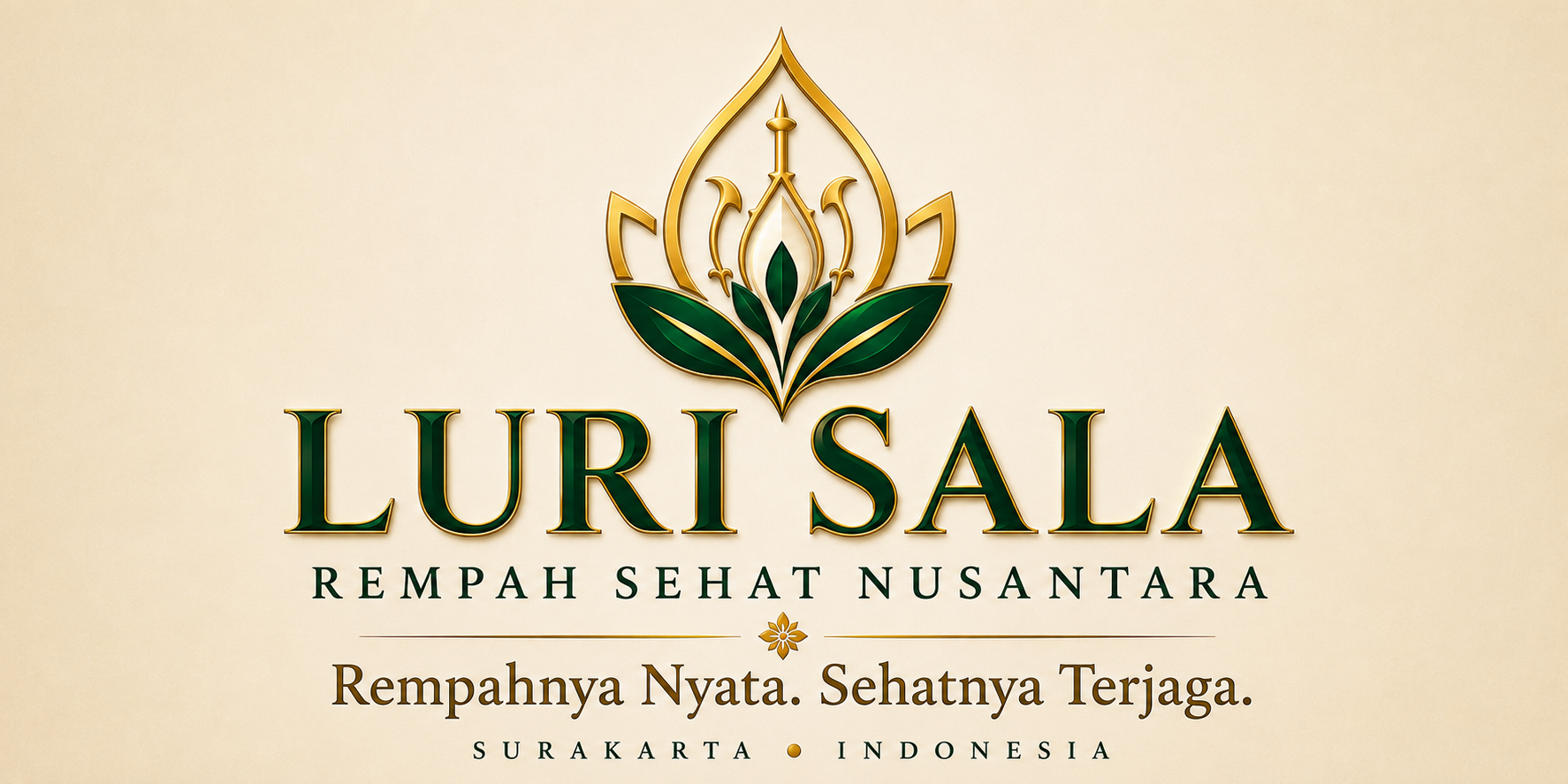 Logo resmi LURI SALA — Rempah Sehat Nusantara. Rempahnya Nyata. Sehatnya Terjaga. Surakarta, Indonesia.